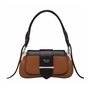 Prada Women's Black and Tan Shoulder Bag
